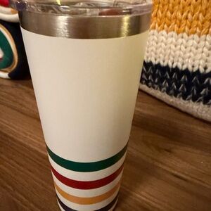 BNWT HBC Stripes Stainless Steel Travel Mug-white 22oz